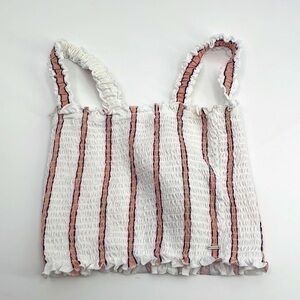UEC Guess pink & white striped sleeveless crop top elastic smocking size XS